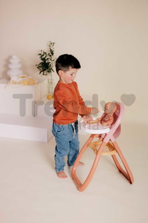 Jedálenská stolička s farebnými krúžkami Highchair Soft Baby Nurse Smoby s lyžičkou a tanierikom pre 42 cm bábiku od 18 mes