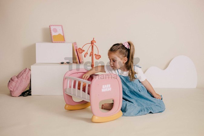 Kolíska s kolotočom Baby´s Cot Soft Baby Nurse Smoby pre 42 cm bábiku od 18 mes