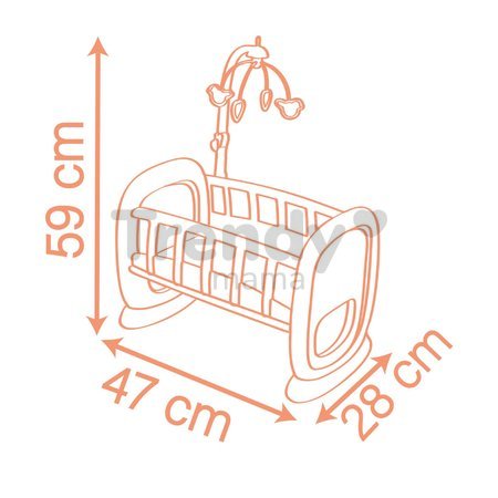 Kolíska s kolotočom Baby´s Cot Soft Baby Nurse Smoby pre 42 cm bábiku od 18 mes