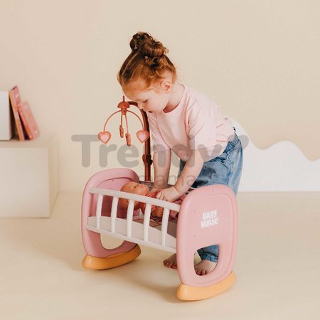Kolíska s kolotočom Baby´s Cot Soft Baby Nurse Smoby pre 42 cm bábiku od 18 mes