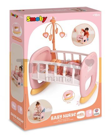 Kolíska s kolotočom Baby´s Cot Soft Baby Nurse Smoby pre 42 cm bábiku od 18 mes