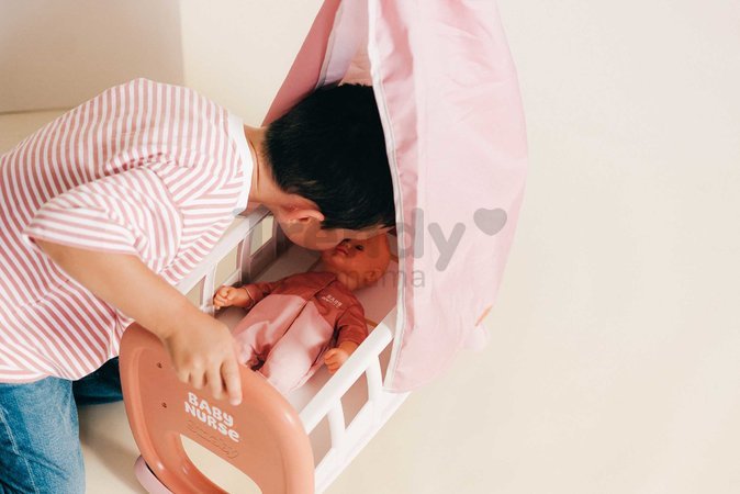 Kolíska s textilným baldachýnom Cradle Soft Baby Nurse Smoby pre 42 cm bábiku od 18 mes