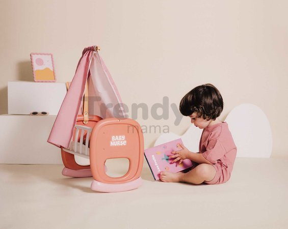 Kolíska s textilným baldachýnom Cradle Soft Baby Nurse Smoby pre 42 cm bábiku od 18 mes