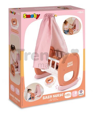 Kolíska s textilným baldachýnom Cradle Soft Baby Nurse Smoby pre 42 cm bábiku od 18 mes