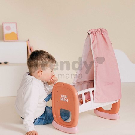 Kolíska s textilným baldachýnom Cradle Soft Baby Nurse Smoby pre 42 cm bábiku od 18 mes
