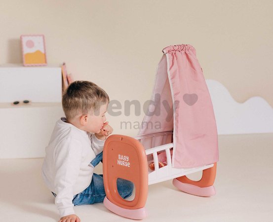 Kolíska s textilným baldachýnom Cradle Soft Baby Nurse Smoby pre 42 cm bábiku od 18 mes