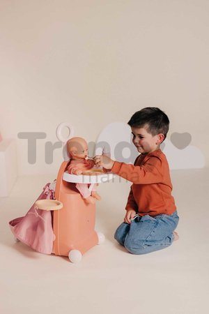 Prebaľovací kufrík s postieľkou na kolieskach 3v1 Nursery Soft Baby Nurse Smoby s jedálenskou stoličkou 6 doplnkov od 18 mes