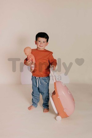 Prebaľovací kufrík s postieľkou na kolieskach 3v1 Nursery Soft Baby Nurse Smoby s jedálenskou stoličkou 6 doplnkov od 18 mes