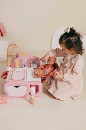 Domček pre bábiku elektronický Cocoon Nursery Soft Baby Nurse Smoby denná a nočná zóna 16 doplnkov