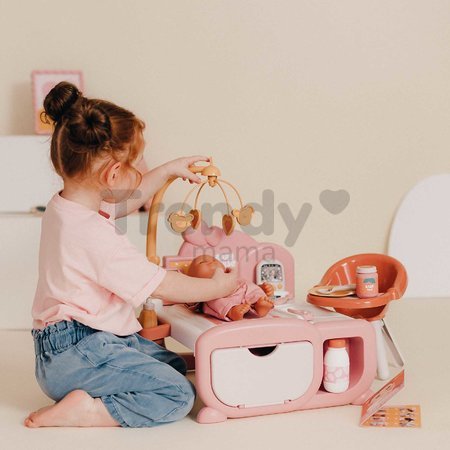 Domček pre bábiku elektronický Cocoon Nursery Soft Baby Nurse Smoby denná a nočná zóna 16 doplnkov