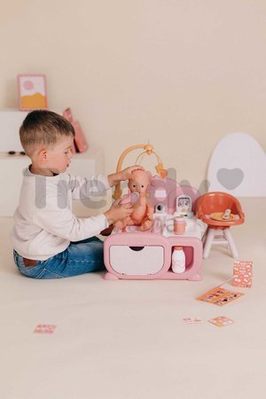 Domček pre bábiku elektronický Cocoon Nursery Soft Baby Nurse Smoby denná a nočná zóna 16 doplnkov