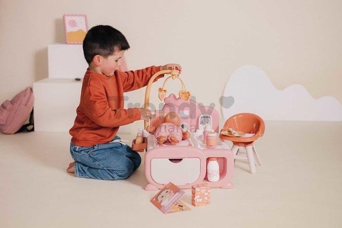 Domček pre bábiku elektronický Cocoon Nursery Soft Baby Nurse Smoby denná a nočná zóna 16 doplnkov