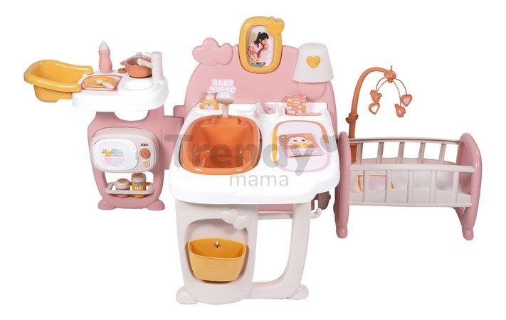 Domček pre bábiku trojkrídlový Large Doll´s Play Center Soft Baby Nurse Smoby kuchynka spáľňa a kúpelňa s 18 doplnkami