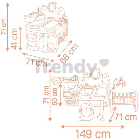 Domček pre bábiku trojkrídlový Large Doll´s Play Center Soft Baby Nurse Smoby kuchynka spáľňa a kúpelňa s 18 doplnkami