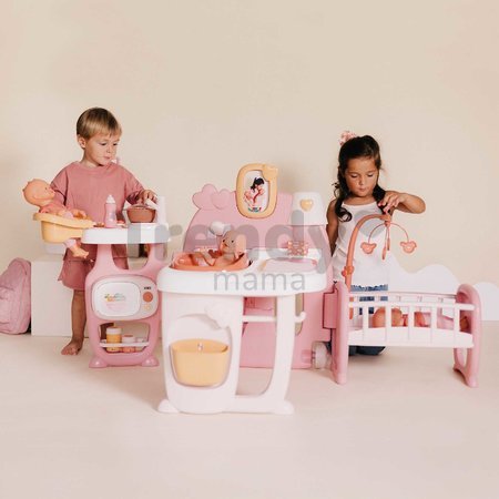 Domček pre bábiku trojkrídlový Large Doll´s Play Center Soft Baby Nurse Smoby kuchynka spáľňa a kúpelňa s 18 doplnkami
