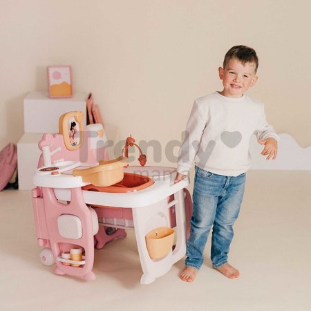 Domček pre bábiku trojkrídlový Large Doll´s Play Center Soft Baby Nurse Smoby kuchynka spáľňa a kúpelňa s 18 doplnkami