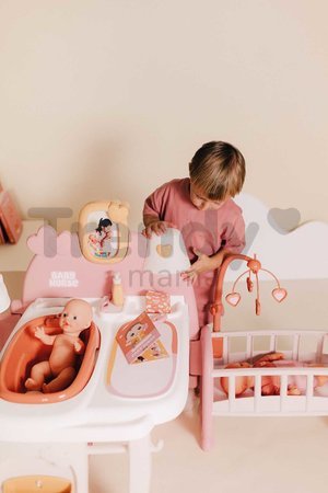 Domček pre bábiku trojkrídlový Large Doll´s Play Center Soft Baby Nurse Smoby kuchynka spáľňa a kúpelňa s 18 doplnkami