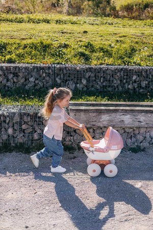 Hlboký kočík s textilom Pram Soft Baby Nurse Smoby pre 42 cm bábiku s 54 cm vysokou ergonomickou rúčkou od 18 mes
