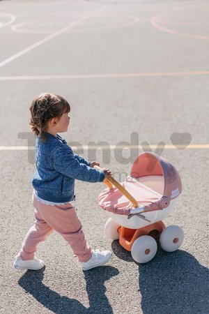Hlboký kočík s textilom Pram Soft Baby Nurse Smoby pre 42 cm bábiku s 54 cm vysokou ergonomickou rúčkou od 18 mes
