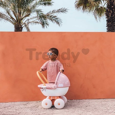 Hlboký kočík s textilom Pram Soft Baby Nurse Smoby pre 42 cm bábiku s 54 cm vysokou ergonomickou rúčkou od 18 mes