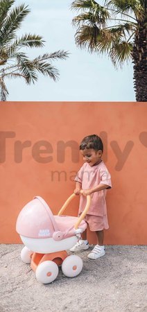 Hlboký kočík s textilom Pram Soft Baby Nurse Smoby pre 42 cm bábiku s 54 cm vysokou ergonomickou rúčkou od 18 mes