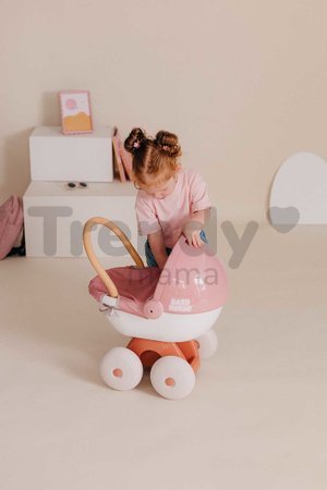 Hlboký kočík s textilom Pram Soft Baby Nurse Smoby pre 42 cm bábiku s 54 cm vysokou ergonomickou rúčkou od 18 mes