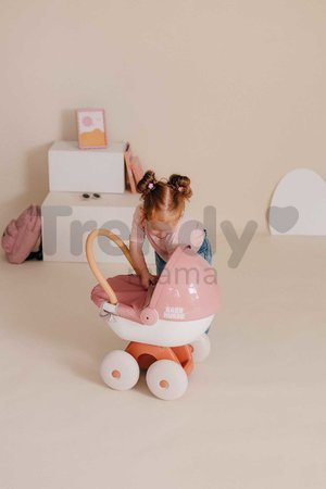 Hlboký kočík s textilom Pram Soft Baby Nurse Smoby pre 42 cm bábiku s 54 cm vysokou ergonomickou rúčkou od 18 mes