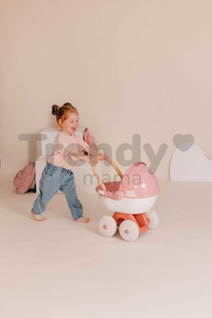 Hlboký kočík s textilom Pram Soft Baby Nurse Smoby pre 42 cm bábiku s 54 cm vysokou ergonomickou rúčkou od 18 mes