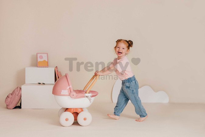 Hlboký kočík s textilom Pram Soft Baby Nurse Smoby pre 42 cm bábiku s 54 cm vysokou ergonomickou rúčkou od 18 mes