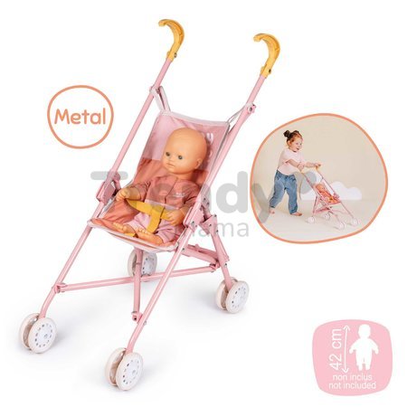 Kočík golfky skladací Foldable Pushchair Soft Baby Nurse Smoby pre 42 cm bábiku výška rúčky 57 cm od 24 mes