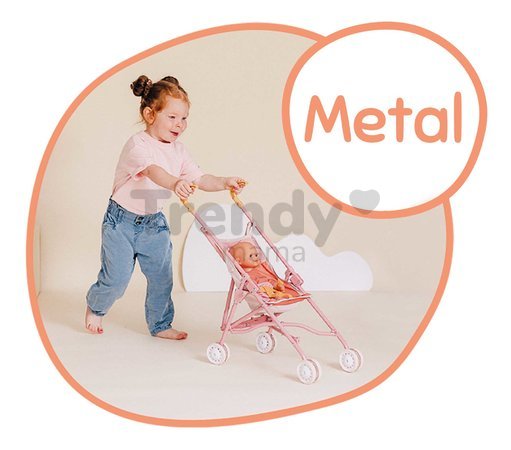 Kočík golfky skladací Foldable Pushchair Soft Baby Nurse Smoby pre 42 cm bábiku výška rúčky 57 cm od 24 mes