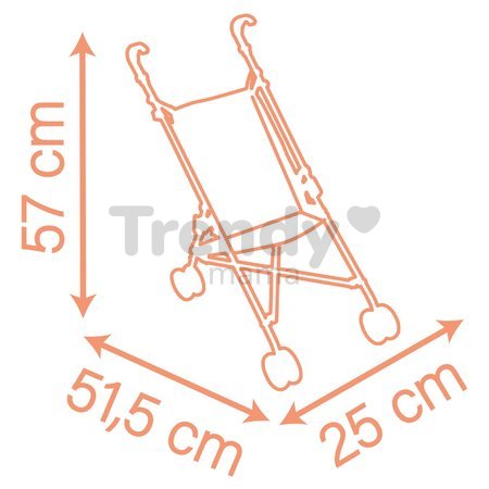 Kočík golfky skladací Foldable Pushchair Soft Baby Nurse Smoby pre 42 cm bábiku výška rúčky 57 cm od 24 mes