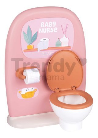 Kúpeľňa so záchodom pre bábiky Toilets Soft Baby Nurse Smoby s toaletným papierom a sada na umývanie zubov