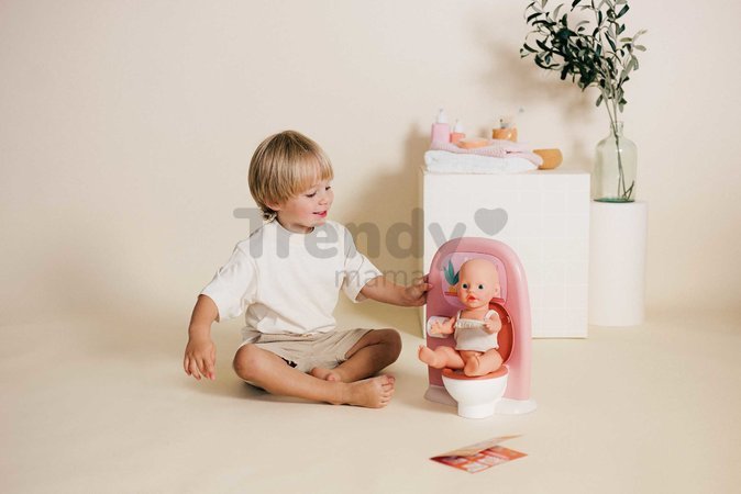 Kúpeľňa so záchodom pre bábiky Toilets Soft Baby Nurse Smoby s toaletným papierom a sada na umývanie zubov