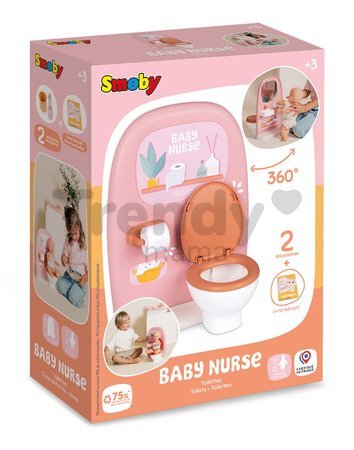 Kúpeľňa so záchodom pre bábiky Toilets Soft Baby Nurse Smoby s toaletným papierom a sada na umývanie zubov