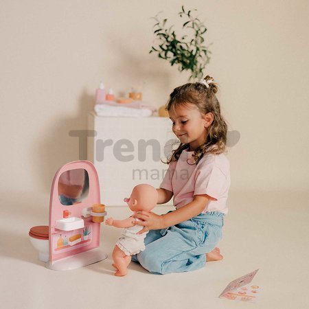 Kúpeľňa so záchodom pre bábiky Toilets Soft Baby Nurse Smoby s toaletným papierom a sada na umývanie zubov