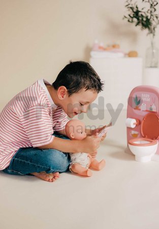 Kúpeľňa so záchodom pre bábiky Toilets Soft Baby Nurse Smoby s toaletným papierom a sada na umývanie zubov
