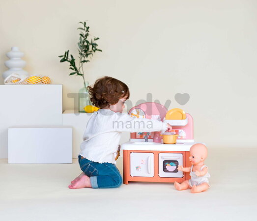 Kuchynka pre bábiku Baby Nurse Kitchen Smoby s varnou doskou a rúrou so 6 doplnkami od 18 mes