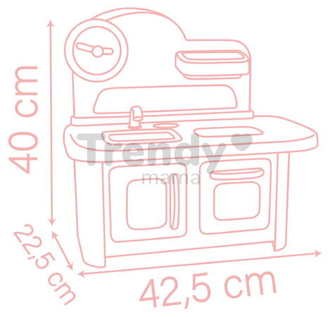 Kuchynka pre bábiku Baby Nurse Kitchen Smoby s varnou doskou a rúrou so 6 doplnkami od 18 mes