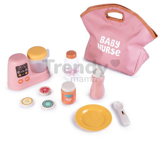 Obedová súprava pre bábiky Lunch Set Smoby s kuchynským robotom a textilnou taškou s 8 doplnkami od 18 mes