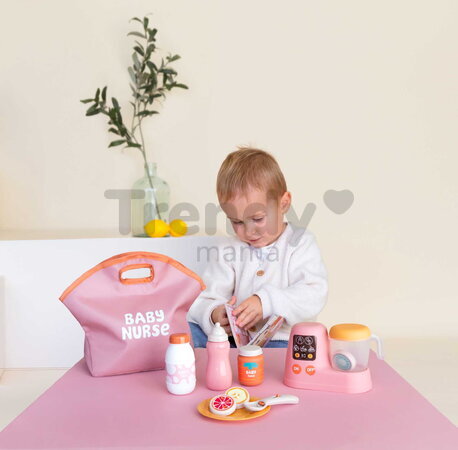 Obedová súprava pre bábiky Lunch Set Smoby s kuchynským robotom a textilnou taškou s 8 doplnkami od 18 mes