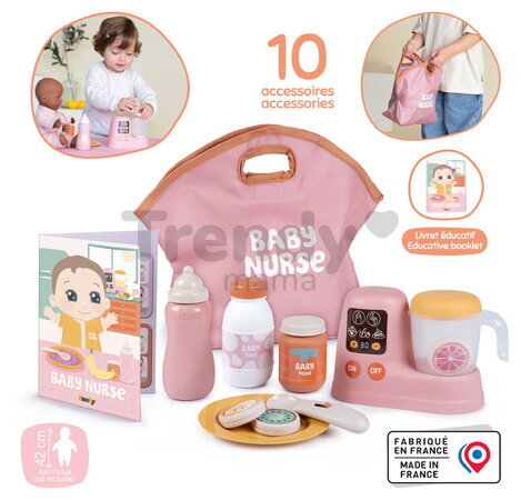 Obedová súprava pre bábiky Lunch Set Smoby s kuchynským robotom a textilnou taškou s 8 doplnkami od 18 mes