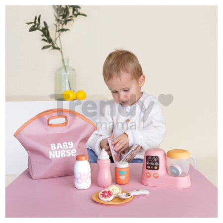 Obedová súprava pre bábiky Lunch Set Smoby s kuchynským robotom a textilnou taškou s 8 doplnkami od 18 mes