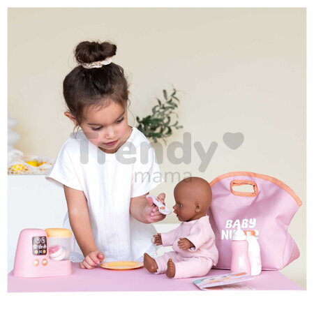 Obedová súprava pre bábiky Lunch Set Smoby s kuchynským robotom a textilnou taškou s 8 doplnkami od 18 mes
