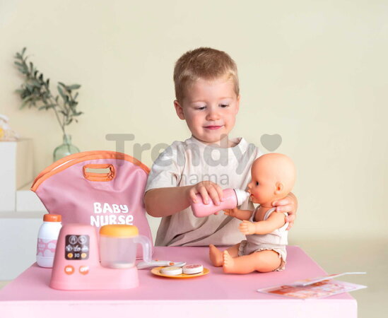 Obedová súprava pre bábiky Lunch Set Smoby s kuchynským robotom a textilnou taškou s 8 doplnkami od 18 mes