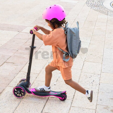 Kolobežka trojkolesová s rozšíriteľnou doskou Xtend Pink Scooter smarTrike skladacia s výškovo nastaviteľnými riadidlami a LED kolesami od 3 do 12 rok