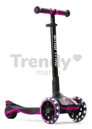 Kolobežka trojkolesová s rozšíriteľnou doskou Xtend Pink Scooter smarTrike skladacia s výškovo nastaviteľnými riadidlami a LED kolesami od 3 do 12 rok