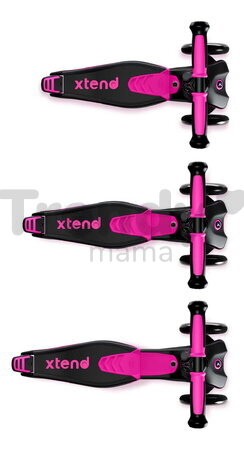 Kolobežka trojkolesová s rozšíriteľnou doskou Xtend Pink Scooter smarTrike skladacia s výškovo nastaviteľnými riadidlami a LED kolesami od 3 do 12 rok