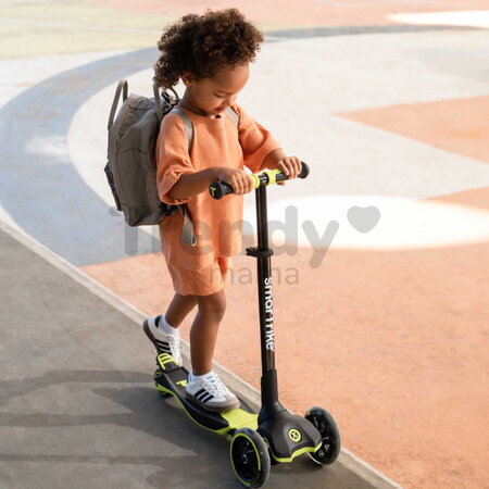 Kolobežka trojkolesová s rozšíriteľnou doskou Xtend Lime Scooter smarTrike skladacia s výškovo nastaviteľnými riadidlami a LED kolesami od 3 do 12 rok