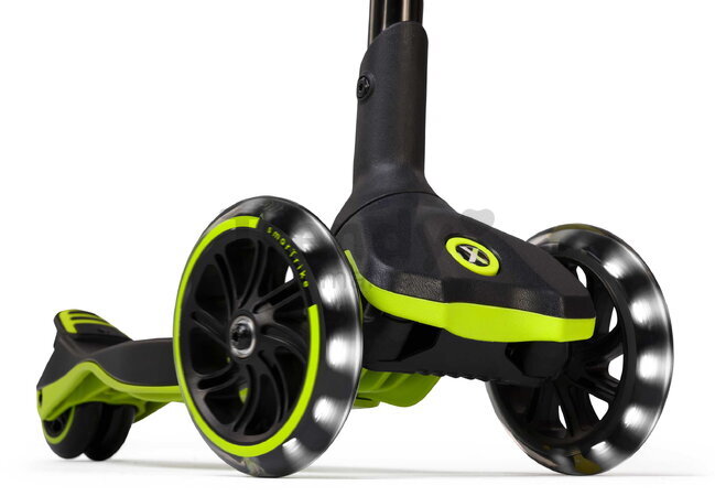 Kolobežka trojkolesová s rozšíriteľnou doskou Xtend Lime Scooter smarTrike skladacia s výškovo nastaviteľnými riadidlami a LED kolesami od 3 do 12 rok